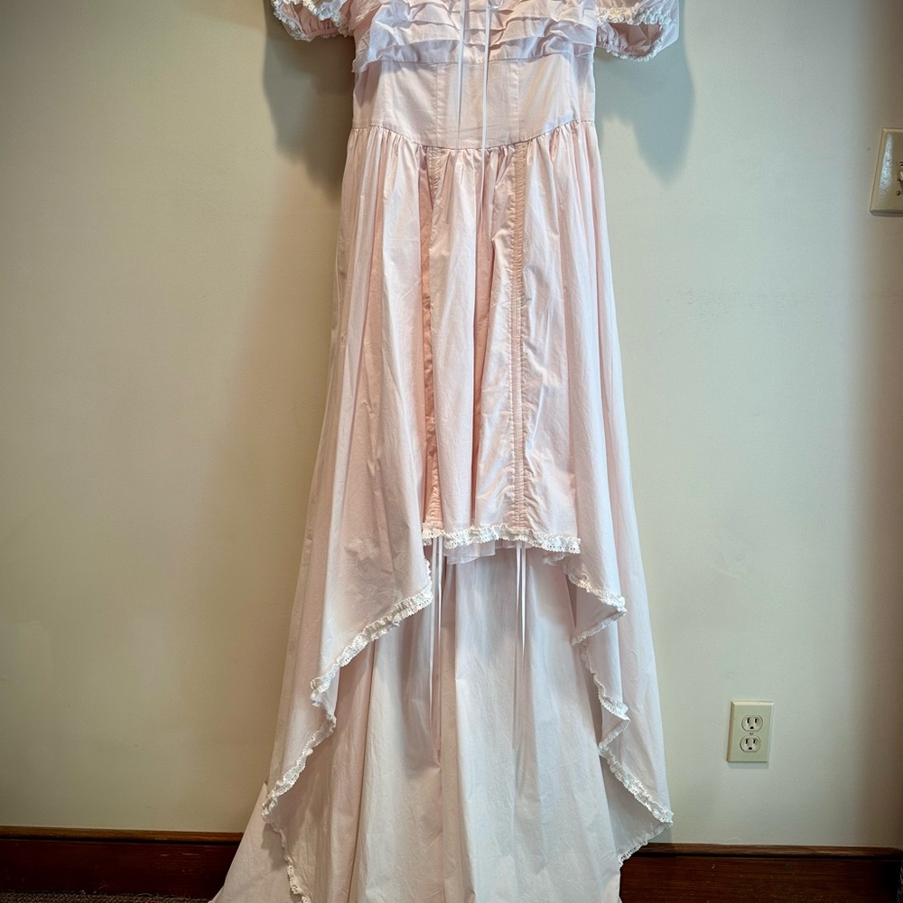 Selkie Pink and Cream Lace-Trimmed Dress